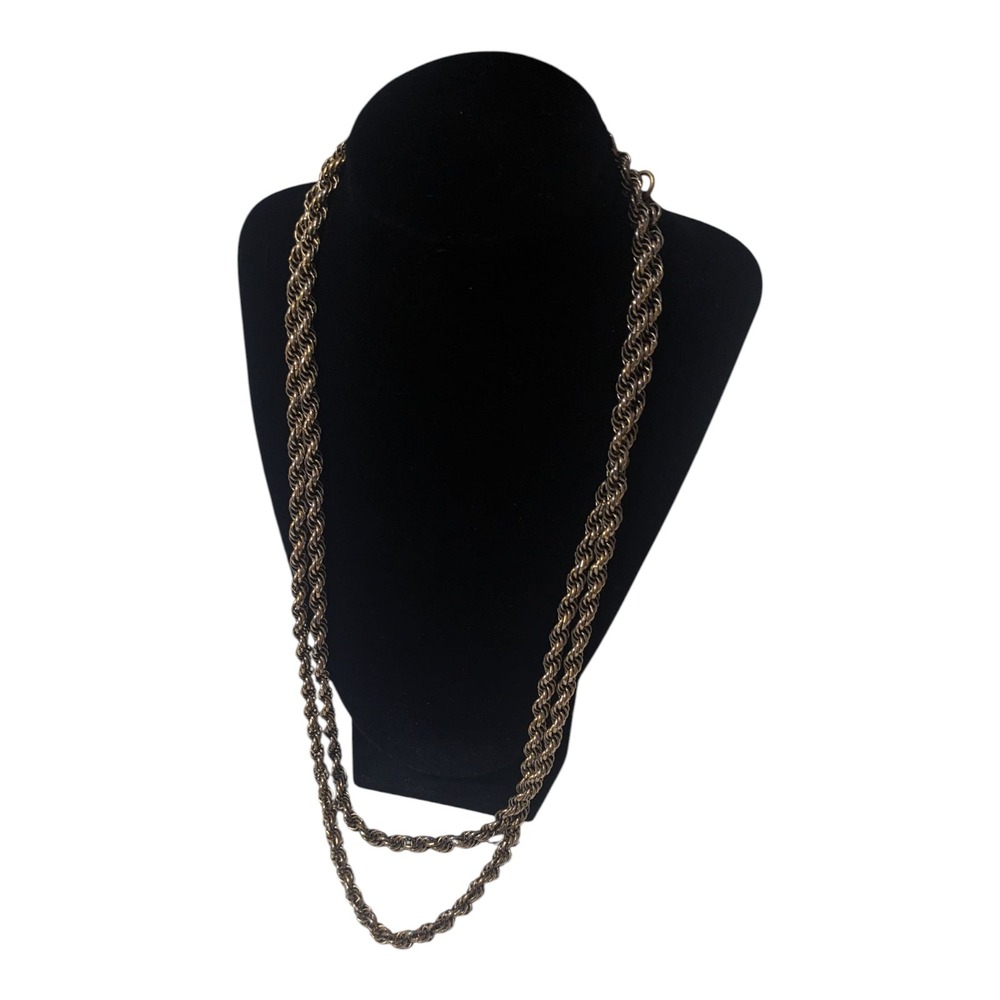 Monet Vintage‎ Gold Tone Rope Chain Necklace Long Strand Fashion Jewelry